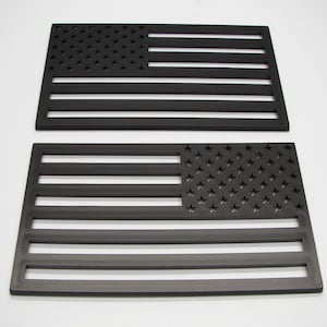 AMERICAN TACTICAL Flag Set (Regular/Reverse) Durable ABS Plastic Black 3D Large Car Emblem Decal Sticker 5.0&quot; X 3.0&quot;