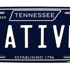 thumbnail image 2 of Ford Script Metal License Plate - Official Licensed Blue & White 6x12 Inch Plate 2 of 14