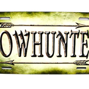 BOWHUNTER Metal Car Novelty License Plate Auto tag.  Elk DEER HUNTER Hunting license plate