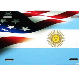 ARGENTINA, ARGENTINIAN Flag AMERICAN Flag Metal Car Novelty License Plate Auto tag