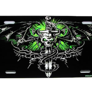 SKULL DRAGON Metal Car Novelty License Plate Auto Tag