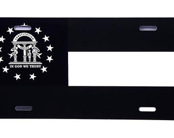 Placa de matrícula de metal para coche, diseño táctico de la bandera del estado de Georgia, en blanco y negro