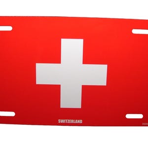 SWISS SWITZERLAND FLAG Metal Car Novelty License Plate Auto tag