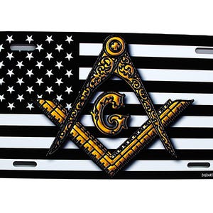 MASONIC FREEMASON MASON Logo Amerikanische taktische Flagge Metall Auto Neuheit Kennzeichen Auto Tag