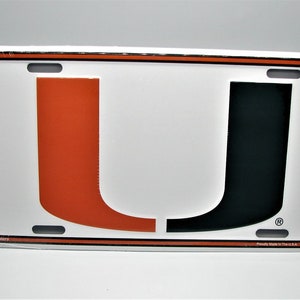 Officially Licensed UM University of Miami Hurricanes 3D EMBOSSED Metal Car NOVELTY License Plate Auto tag