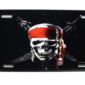 Jolly Roger Pirate Skull License Plate - Aluminum Car Tag Decoration