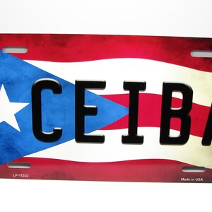 CEIBA プエルトリコ国旗 金属製 ノベルティ ナンバープレート オートタグ。プエルトリコ国旗 ナンバープレート