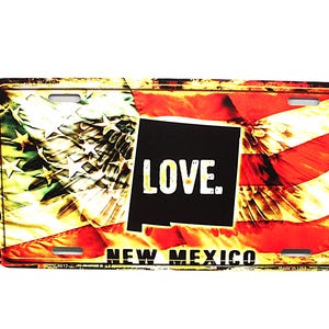 NEW MEXICO STATE Love American Flag Metal Car Novelty License Plate Auto Tag
