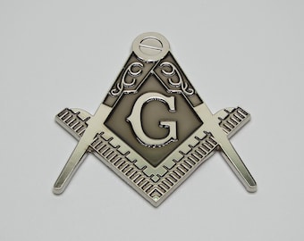 MASON FREEMASON MASONIC Logo Hochleistungs-Zinklegierungs-Silber-Schwarz-3D-Auto-Emblem-Abziehbild-Aufkleber