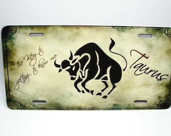 ZODIAC TAURUS Metal Car Novelty License Plate Auto tag. HOROSCOPE Astrology Car License Plate.