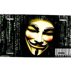 GUY FAWKES ANONYMOUS V wie Vendetta Metallauto Neuheit Nummernschild Auto Tag