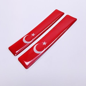 TURKIYE TURKEY FLAG 3D Epoxy Car Emblem Decal Sticker Set (2) Flexible Durable Waterproof Highly Detailed Good Quality