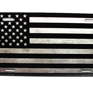 BRUSHED LOOK AMERICAN Tactical Flag Metal Car Novelty License Plate Auto tag.