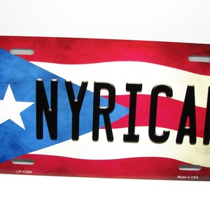 NYRICAN PUERTO RICO Flag Metal Car Novelty License Plate Auto Tag. Puerto Rican Flag Car License Plate