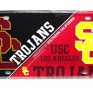 Targa per auto in metallo con licenza ufficiale dell&#39;UNIVERSITÀ DELLA CALIFORNIA MERIDIONALE dei Trojans