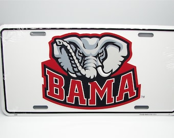 Officially Licensed BAMA University of ALABAMA Crimson Tide 3D EMBOSSED Metal Car Novelty License Plate Auto tag