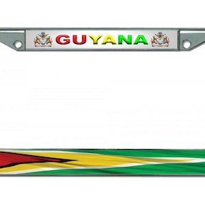GUYANA GUYANESE FLAG Chrome Metal Car License Plate Frame