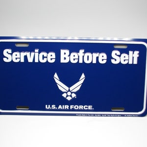 Officially Licensed United States Air Force Emblem 3D EMBOSSED Metal Car Novelty License Plate Auto Tag. Service Before Self