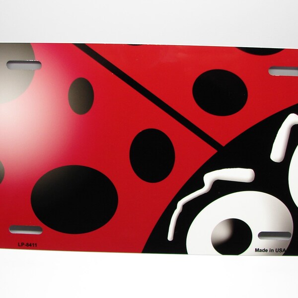 thumbnail image 2 of Cute Ladybug License Plate Frame – Metal, Fits Standard USA & Canada Plates, Front Or Rear 2 of 6