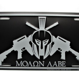 Molon Labe 2nd Amendment Come and Take it Spartan Helmet 3D EMBOSSED Metal Car NOVELTY License Plate Auto tag