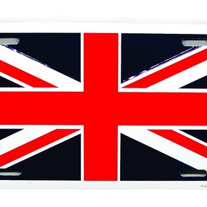 England Britain BRITISH Flag 3D EMBOSSED Metal Car Novelty License Plate Auto Tag Union Jack, United Kingdom, UK Flag Car License Plate