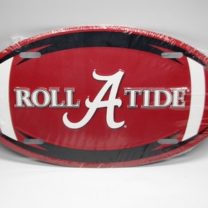Officially Licensed BAMA University of ALABAMA Crimson Tide 3D EMBOSSED Oval Shape Metal Car Novelty License Plate Auto tag