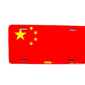CHINESE, CHINA FLAG Metal Car Novelty License Plate Auto tag