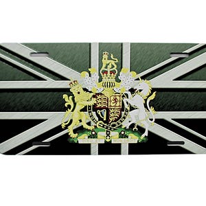 England BRITAIN BRITISH Flag Metal Car Novelty License Plate Union Jack United Kingdom UK Flag Car License Plate Silver Black Metallic look