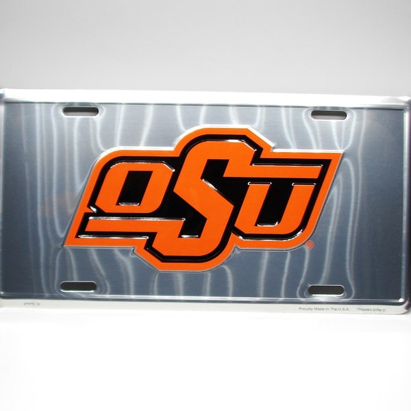 OSU Oklahoma State Cowboys 3D EMBOSSED Metal Car NOVELTY License Plate Auto tag