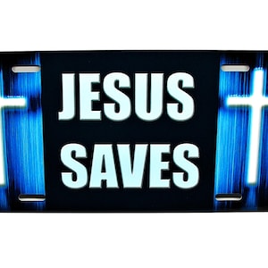 JESUS Saves HOLY CROSS Metal Car Novelty License Plate Auto Tag. Jesus, Christian, Religious