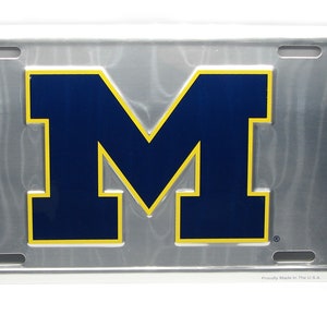 Officially Licensed UNIVERSITY of MICHIGAN Wolverines 3D EMBOSSED Metal Car Novelty License Plate Auto Tag. Go Blue