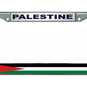 PALESTINE PALESTANIAN Flag Chrome Metal Car License Plate Frame