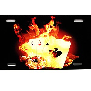 POKER PLAYER GAMBLER Card Player Casino 4 Aces Metal Car Novelty License Plate Auto Tag