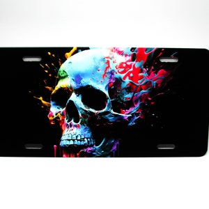 SKULL ABSTRACT Art Metal NOVELTY Car License Plate Auto Tag