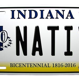 INDIANA State NATIVE metalen auto nieuw nummerplaat autotag.  Nummerplaat INDIANA-staatswagen
