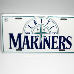 Officially Licensed MLB Seattle Mariners 3D EMBOSSED Metal Car Novelty License Plate Auto Tag