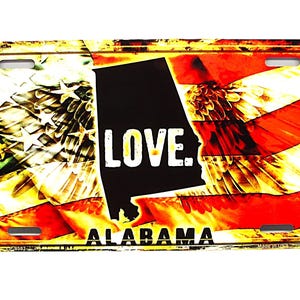 ALABAMA STATE LOVE amerikanische Flagge Metall Auto Neuheit Kennzeichen Auto Tag