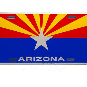Placa de matrícula de metal con relieve 3D y bandera del estado de ARIZONA