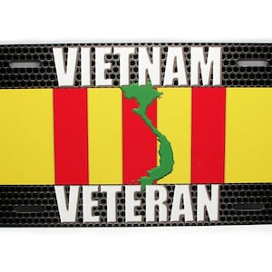 Vietnam Veteran Vietnam Veteran Ribbon AMERICAN FLAG Patriotic Metal Car Novelty License Plate Auto tag. USA flag, U.S. Flag
