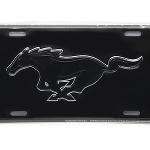 Officially Licensed MUSTANG Ford Motor Company Emblem with Black Background 3D EMBOSSED Metal Car NOVELTY License Plate Auto tag
