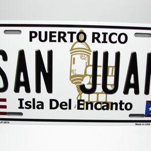 SAN JUAN Puerto Rico Isla Del Encanto Metal Car Novelty License Plate Auto Tag. Puerto Rican Car License Plate