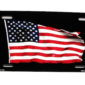 AMERICAN FLAG Metal Car Novelty License Plate Auto tag. USA flag, U.S. Flag