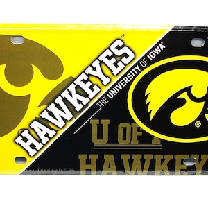 Officially Licensed UNIVERSITY of IOWA HAWKEYES Metal Novelty Car License Plate Auto Tag