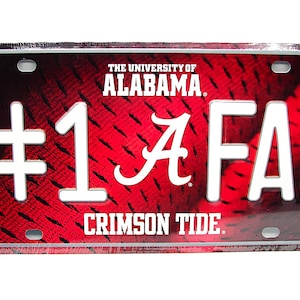 Officially Licensed University of ALABAMA CRIMSON TIDE #1 Fan Metal Novelty Car License Plate Auto Tag