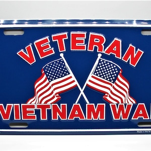 Vietnam War Veteran American Flag 3D EMBOSSED Metal Car NOVELTY License Plate Auto tag
