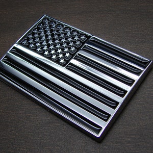 American TACTICAL Flag ABS Plastic With Chrome Silver Finish 3D Emblem Sticker Decal For Cars And Bikes