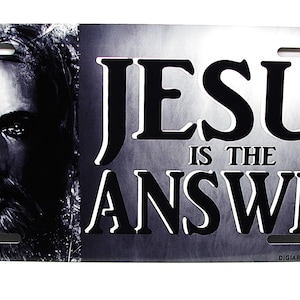 JESUS, Jesus ist die Antwort Metall Auto Neuheit Nummernschild Auto Tag. Jesus, Christlich, Religiös