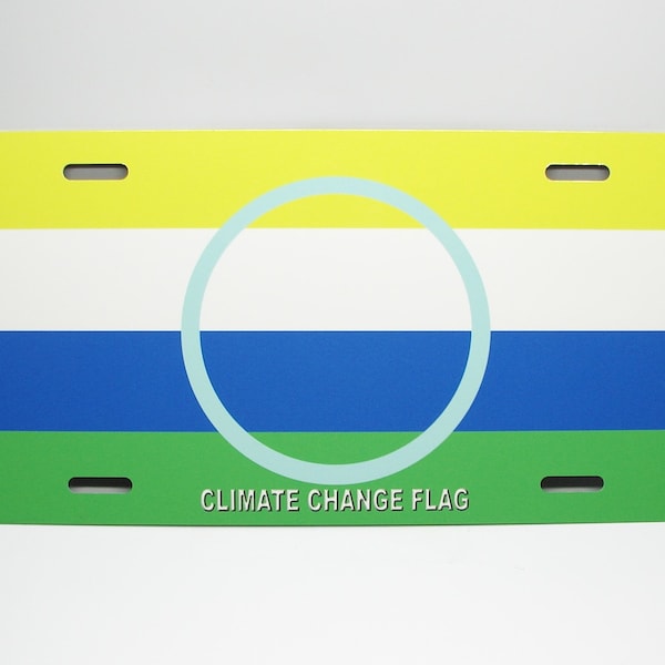 Bandera de cambio climático, conciencia ambiental, ecología, placa de matrícula de Metal para coche, etiqueta automática