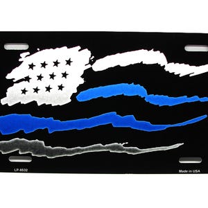 AMERIKANISCHE TAKTISCHE FLAGGE dünne blaue Linie Polizei-Metallauto-Neuheits-Nummernschild-Auto-Anhänger