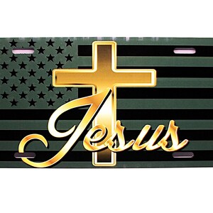 JESUS CHRIST AMERICAN Taktische Flagge Metall Auto Neuheit Kennzeichen Auto Tag. Jesus, Christlich, Religiös